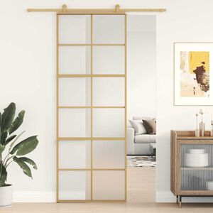 vidaXL Porte coulissante dor&eacute; 76x205 cm verre ESG d&eacute;poli et aluminium