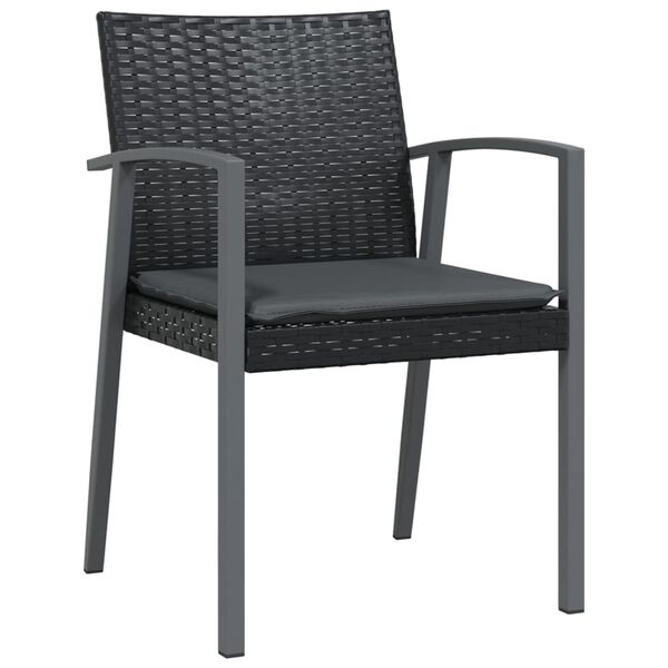 vidaXL Chaises de jardin et coussins lot de 6 noir 56,5x57x83 cm rotin