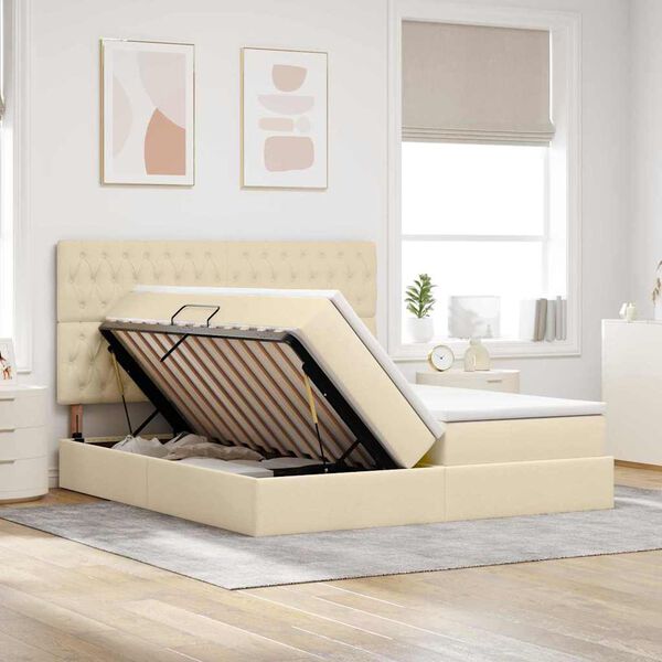 vidaXL Lit de Rangement Cr&egrave;me 180 x 200 cm Cuir synth&eacute;tique