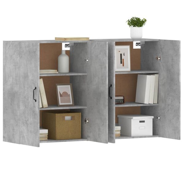 vidaXL Armoires murales 2 pcs gris b&eacute;ton bois d'ing&eacute;nierie