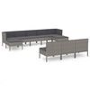 vidaXL Salon de jardin 10 pcs avec coussins R&eacute;sine tress&eacute;e Gris