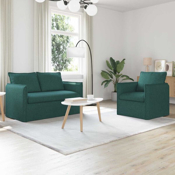 vidaXL Canap&eacute; 2 pcs Vert fonc&eacute;