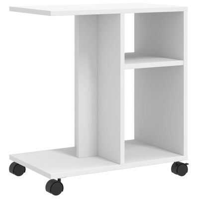 vidaXL Table d'appoint avec roues blanc 50x30x55 cm bois d'ingénierie