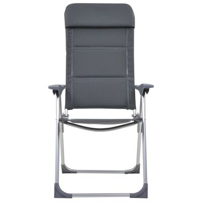 vidaXL Chaise de camping 2 pcs Gris 58x69x111 cm Aluminium