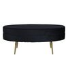 Venture Home Pouf Otto 100x40x41 cm Velours Noir et laiton