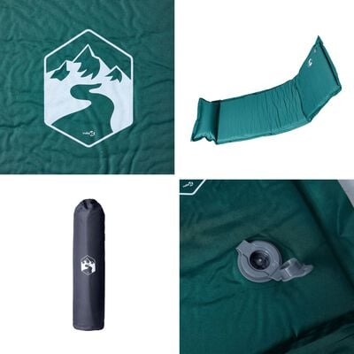 vidaXL Matelas de camping autogonflant avec oreiller 1 personne vert