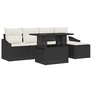 vidaXL Ensemble de canap&eacute; de jardin 6 pc Noir et Cr&egrave;me polyrotin
