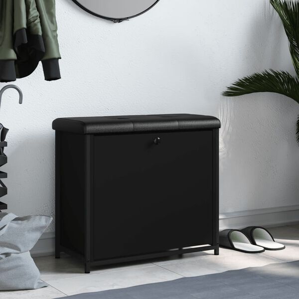 vidaXL Banc &agrave; chaussures avec tiroir rabattable noir 62x32x56 cm