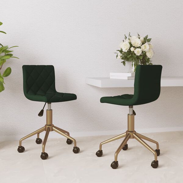 vidaXL Chaises pivotantes &agrave; manger lot de 2 vert fonc&eacute; velours