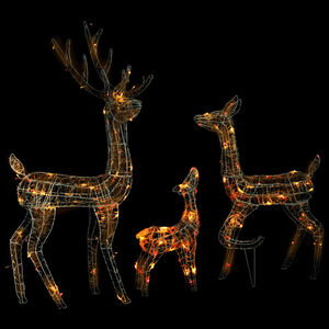vidaXL Famille de rennes de d&eacute;coration Acrylique 300 LED color&eacute;