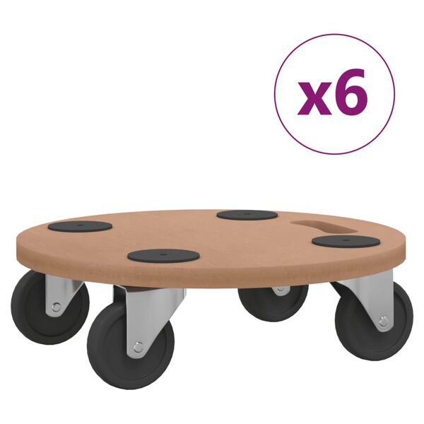vidaXL Chariots sur roulettes 6 pcs rond bois d'ing&eacute;nierie