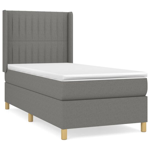 vidaXL Sommier &agrave; lattes de lit avec matelas Gris fonc&eacute; 100x200cm Tissu