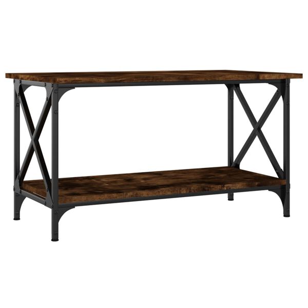 vidaXL Table basse Ch&ecirc;ne fum&eacute; 80x45x45 cm Bois d'ing&eacute;nierie et fer