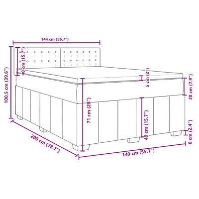 vidaXL Sommier à lattes de lit avec matelas Marron foncé 140x200 cm