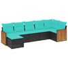 vidaXL Salon de jardin 7 pcs avec coussins noir r&eacute;sine tress&eacute;e
