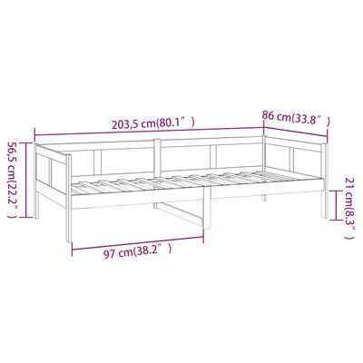 vidaXL Lit de jour sans matelas marron miel bois pin massif 80x200 cm