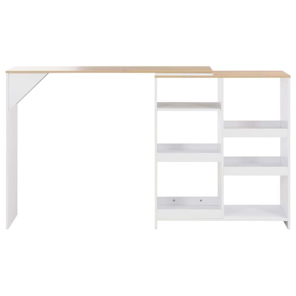 vidaXL Table de bar avec tablette amovible Blanc 138x39x110 cm