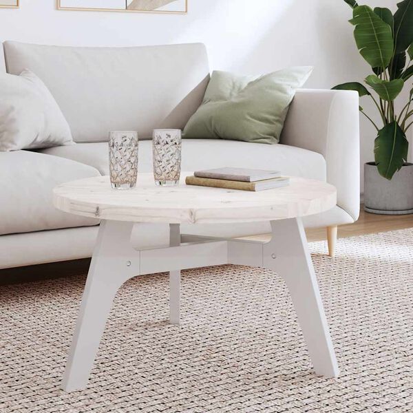 vidaXL Dessus de table rond blanc &Oslash;70x3 cm bois de pin massif
