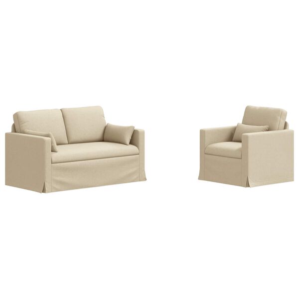 vidaXL Canap&eacute; 2 pcs Cr&egrave;me