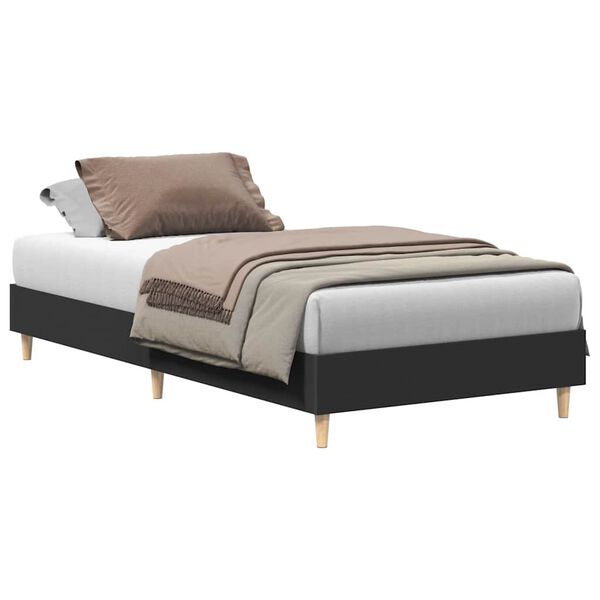 vidaXL Cadre de lit sans matelas noir 90x190 cm bois ing&eacute;nierie