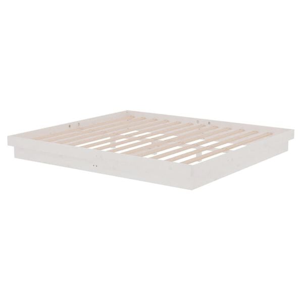vidaXL Cadre de lit sans matelas blanc bois massif