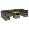 vidaXL Salon de jardin 11 pcs avec coussins gris r&eacute;sine tress&eacute;e