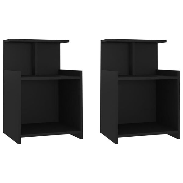 vidaXL Tables de chevet 2 pcs Noir 40x35x60 cm Agglom&eacute;r&eacute;
