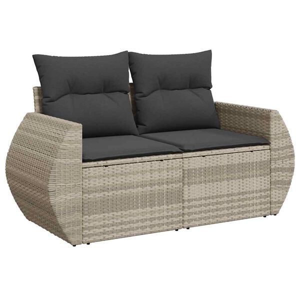 vidaXL Salon de jardin 6 pcs avec coussins gris clair r&eacute;sine tress&eacute;e