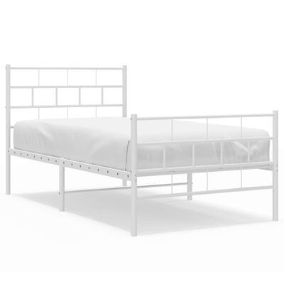 vidaXL Cadre de lit métal sans matelas avec pied de lit blanc 90x200cm