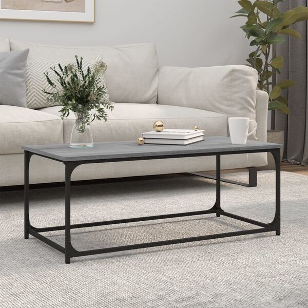 vidaXL Table basse Sonoma gris 102x50x40 cm Bois d'ing&eacute;nierie et fer