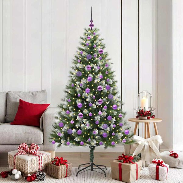 vidaXL Sapin de No&euml;l artificiel &agrave; charni&egrave;re avec neige en flocons