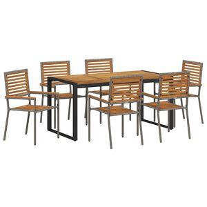 vidaXL Ensemble de salle &agrave; manger pour jardin 7 pc Gris et marron