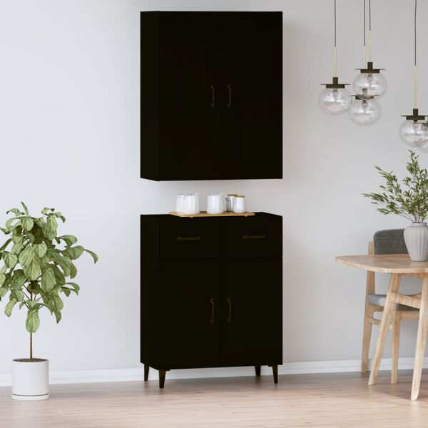 vidaXL Buffet haut Noir Bois d'ing&eacute;nierie