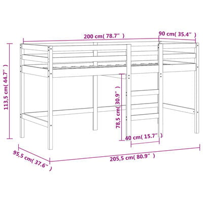 vidaXL Lit mezzanine d'enfants sans matelas avec échelle 90x200 cm