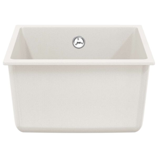 vidaXL &Eacute;vier Blanc 370 x 460 mm 80% Quartz et 20% R&eacute;sine