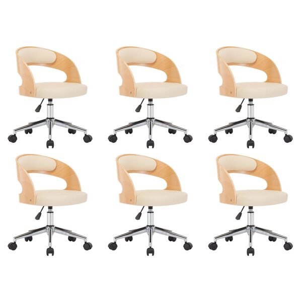 vidaXL Chaises pivotantes &agrave; manger lot de 6 bois courb&eacute; et similicuir