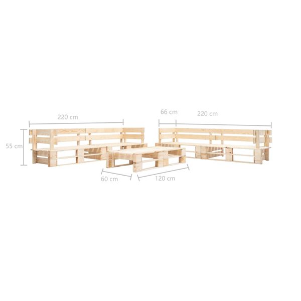 vidaXL Salon de jardin palette 6 pcs bois Couleur naturelle de bois