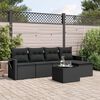 vidaXL Salon de jardin 6 pcs avec coussins noir r&eacute;sine tress&eacute;e