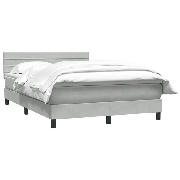 vidaXL Sommier &agrave; lattes de lit et matelas gris clair 160x220cm velours