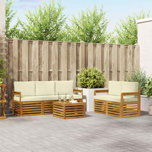 vidaXL Ensembles de canap&eacute;s avec coussin 6 pcs Naturel et Cr&egrave;me