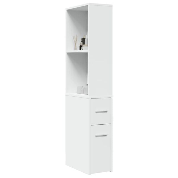 vidaXL Armoire de salle de bain étroite avec roulettes blanc