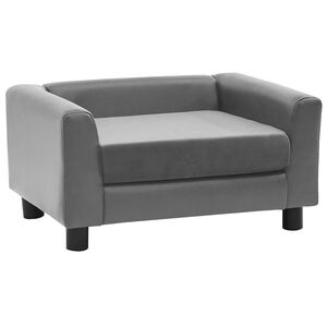 vidaXL Canap&eacute; pour chien Gris 60x43x30 cm Peluche et similicuir