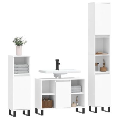 vidaXL Ensemble de meubles salle de bain 3 pcs blanc bois d'ingénierie