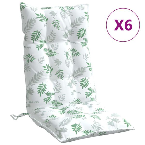 vidaXL Coussins de chaise &agrave; dossier haut lot de 6 mod&egrave;le de feuille