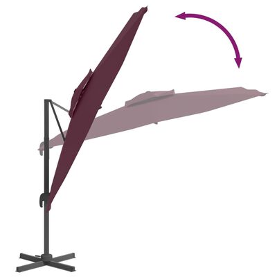vidaXL Parasol cantilever à double toit Bordeaux Rouge 300x300 cm