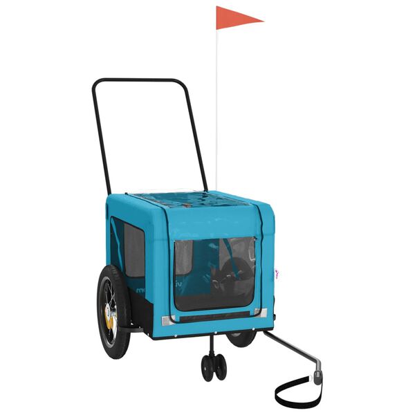 vidaXL Remorque de v&eacute;lo pour animaux de compagnie bleu et noir