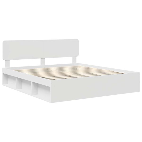 vidaXL Cadre de lit avec t&ecirc;te de lit Blanc 200 x 200 cm Pin massif
