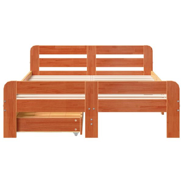 vidaXL Cadre de lit sans matelas cire marron 120x190cm bois pin massif