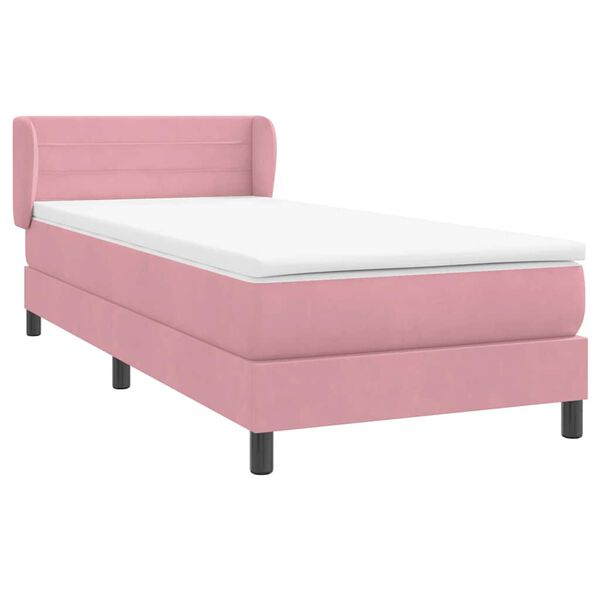 vidaXL Sommier &agrave; lattes de lit avec matelas rose 100x220 cm velours