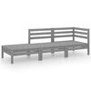 vidaXL Salon de jardin 3 pcs Gris Bois de pin massif